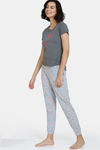 Zivame Looney Tunes Knit Cotton Pyjama Set - Grey Melange — thumbnail 2